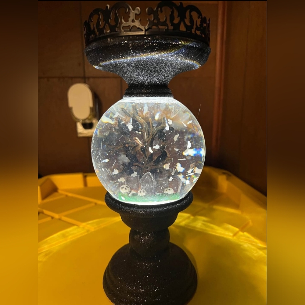 HTF Black Glitter Snow Globe  cemetery bath & body works holder